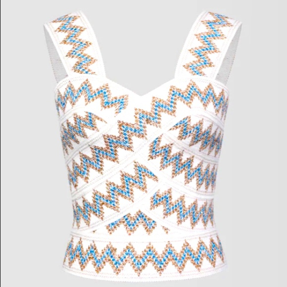 Embroidery Pattern Zip Back Cami Top